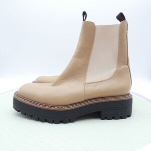 Sam Edelman Laguna Beige Leather Lug Sole Chelsea Boots Womens 6.5M Platform